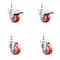 Service Caster 3.5 Inch 316SS Red Polyurethane 1/2 Inch Threaded Stem Caster Lock Brake, 2PK SS316TSTTL20S3514-PPUBRED-121315-2S2 - alternate 1